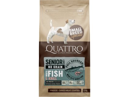 Granule pro psy QUATTRO Dog Dry SB Senior/Dieta, Ryby&Krill, 7 kg