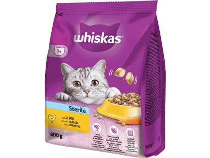 Granule pro kočky Whiskas Dry Sterile s kuřecím masem, 800 g