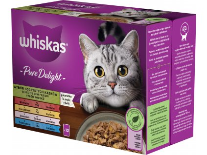 Kapsičky pro kočky Whiskas Pure Delight výběr v želé, 12x85 g