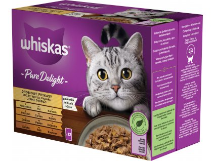Kapsičky pro kočky Whiskas Pure Delight drůbeží výběr v želé, 12x85 g