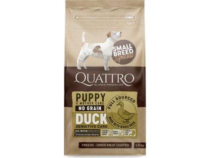 Granule pro psy QUATTRO Dry SB, Puppy/Mother, Kachna, 1,5 kg