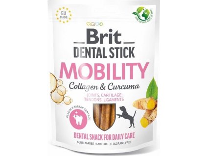 Pamlsky pro psy Brit Dog Dental Stick Mobility, Curcuma&Collagen, 7 ks