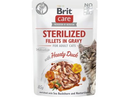 Kapsička pro kočky Brit Care Fillets in Gravy Sterilized, Hearty Duck, 85 g
