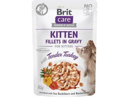 Kapsička pro kočky Brit Care Fillets in Gravy, Kitten, Tender Turkey, 85 g