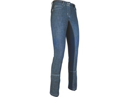 Kalhoty jezdecké Miss Blink HKM, s celokoženým sedem, dětské, jeans blue
