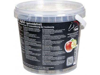 VÝPRODEJ: Pamlsky v kbelíku pro koně HKM, bez obilovin, 750 g, jablečné