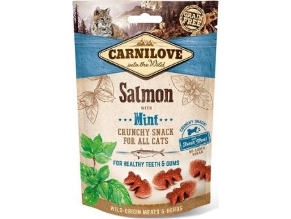 Pochoutka pro kočky Crunchy Snack Salmon&Mint Carnilove, 50 g