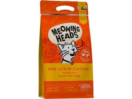 Granule pro kočky Meowing Heads, Paw Lickin’ Chicken, 1,5 kg