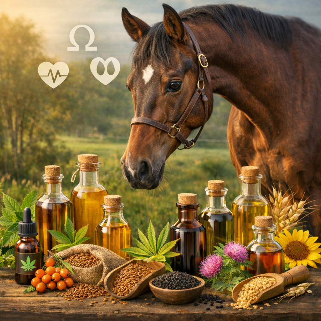 🌿 Druhy olejů ve výživě koní