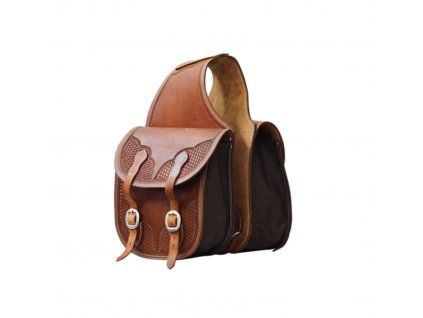 POOL'S LEATHER SADDLE BAG BASKET