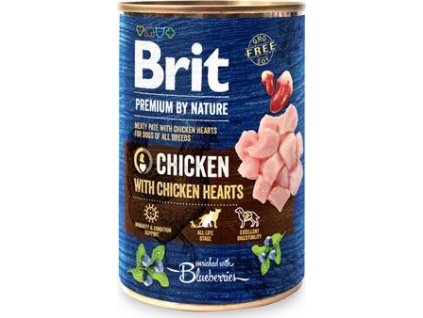 Konzerva pro psy Brit Premium Dog by Nature Chicken & Hearts, 400 g
