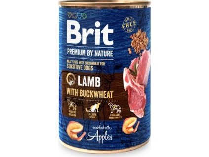 Konzerva pro psy Brit Premium by Nature, Lamb & Buckwheat, 400 g