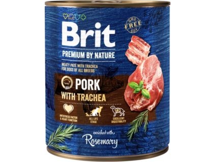 Konzerva pro psy Brit Premium by Nature, Pork & Trachea, 800 g
