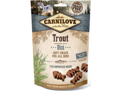 Pochoutka pro psy Semi Moist Snack Trout&Dill Carnilove, 200 g