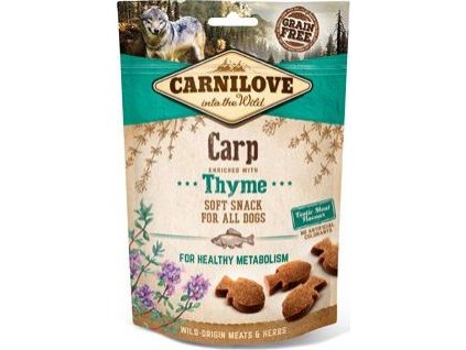Pochoutka pro psy Semi Moist Snack Carp&Thyme Carnilove, 200 g