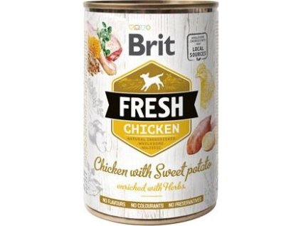 Konzerva pro psy Brit Fresh, Chicken with Sweet Potato, 400 g