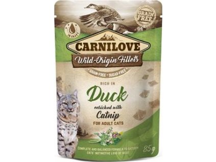 Kapsička pro kočky Carnilove Pouch Duck Enriched & Catnip, 85 g