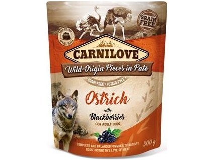 Kapsička pro psy Carnilove Pouch Paté Ostrich & Blackberries, 300 g