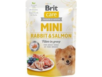 Kapsička pro psy Brit Care Mini, Rabbit&Salmon fillets in gravy, 85 g
