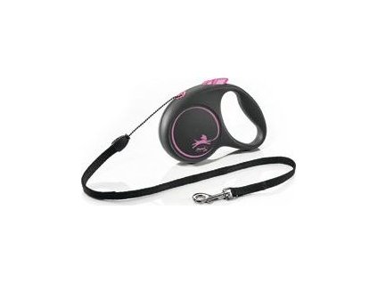 Vodítko Black Design Flexi,  S lanko, 5 m/12 kg, pink