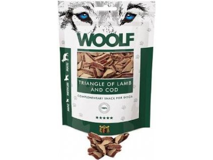 Pamlsky pro psy WOOLF, Lamb and Cod Triangle, 100 g