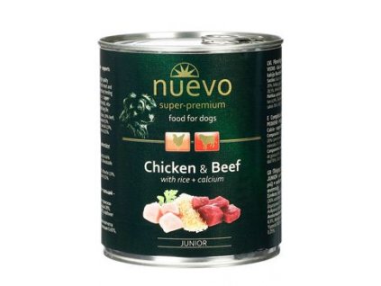 Konzerva pro psy Nuevo, junior, kuřecí + hovězí, 800 g