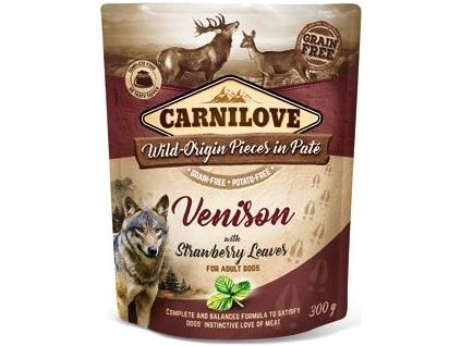 Kapsička pro psy Pouch Paté Venison & Strawberry Carnilove, 300 g