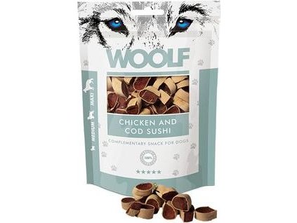 Pamlsky pro psy WOOLF, chicken and cod sushi, 100 g