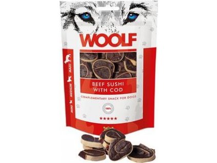 Pamlsky pro psy WOOLF, beef sushi with cod, 100 g