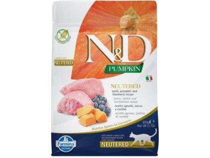 Granule pro kočky N&D Pumpkin CAT Neutered Lamb & Blueberry, 300 g