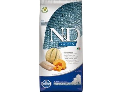 Granule pro psy N&D OCEAN DOG Puppy M/L Codfish & Pumpkin & Melon, 12 kg