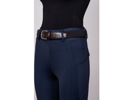 Pásek elastický kožený Fager, brown/navy