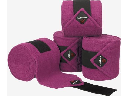 Bandáže fleecové Polo LeMieux, 4 ks, 3,8 m, plum