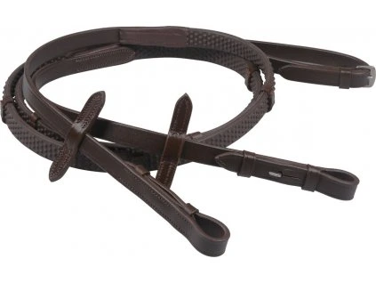 Otěže Rubber QHP, 125/140 cm, hnědé (Varianta FULL)