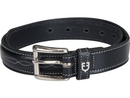 Pásek kožený Double Stitching Equestro, černý