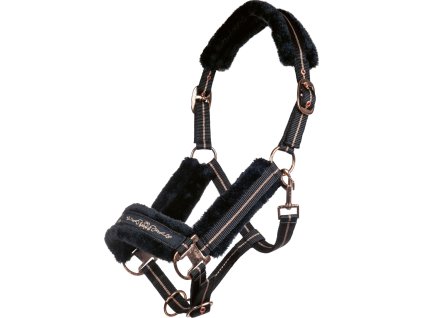 Ohlávka s beránkem Rosegold HKM, black/rose-gold