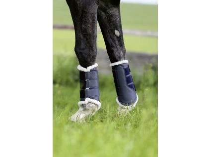 Kamaše Comfort HKM, s beránkem, pár, deep blue (Velikost L)