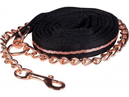 Vodítko s řetízkem Soft HKM, 2,7 m, black/rosegold