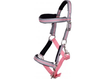 Ohlávka hříběcí s čelenkou Flore QHP, flamingo pink