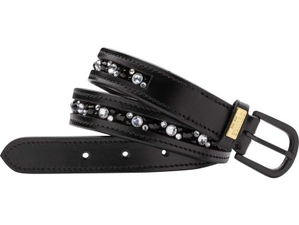 Pásek kožený STELLUX™  Mrs. Ros, dětský, black & chrystal