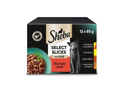 Kapsičky pro kočky Sheba, šťavnatý výběr ve šťávě, 12x85 g