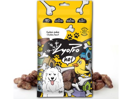 Pochoutka pro psy Lyopro, mrazem sušené kuřecí srdce, 50 g