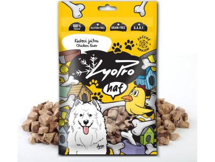 Pochoutka pro psy Lyopro DOG, mrazem sušená kuřecí játra, 50 g