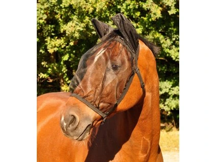 Maska proti hmyzu Basic Waldhausen, s ochranou uší, černá (Velikost PONY)