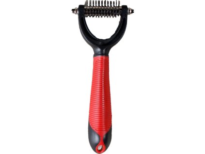 Hřeben vyčesávací pro psy, 12 zubů, M, black/red