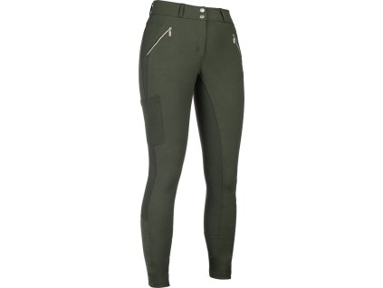 Rajtky jezdecké Lia HKM, s gripem, vyšším pasem, dětské, olive green