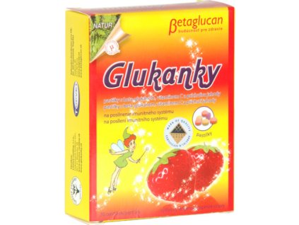 Pastilky Glukanky Liečive rastliny, jahoda, dětské, 30 ks