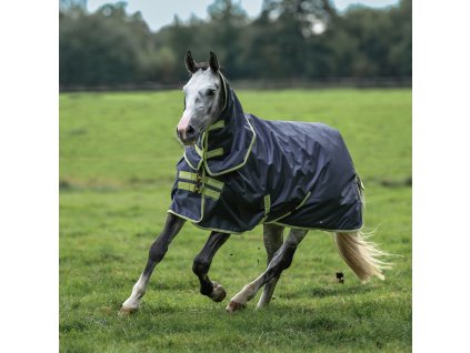 Deka výběhová Oasis Turnout Bucas, s krkem, 200 g, grey/lime
