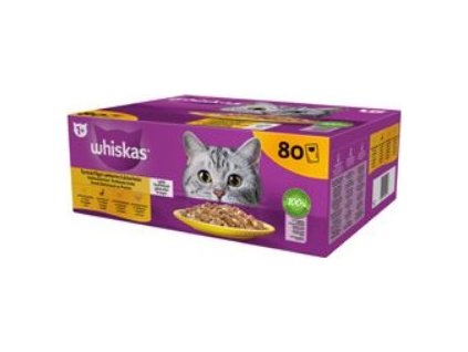 Kapsičky pro kočky Whiskas Core drůbeží výběr v želé, 80x85 g