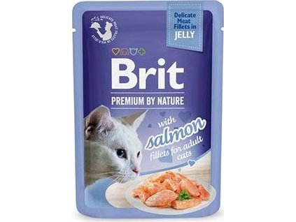 Kapsička pro kočky Brit Premium Cat D Fillets in Jelly with Salmon, 85 g